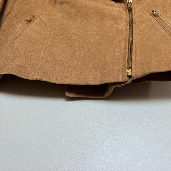 Tan Faux Suede Jacket with Gold Detail - Picture 3 of 7